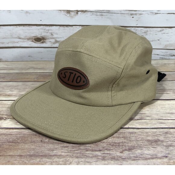 STIO Seal 5 Panel Adjustable Hat The Classics Yupoong Khaki Beige Outdoors Trail - Picture 1 of 9